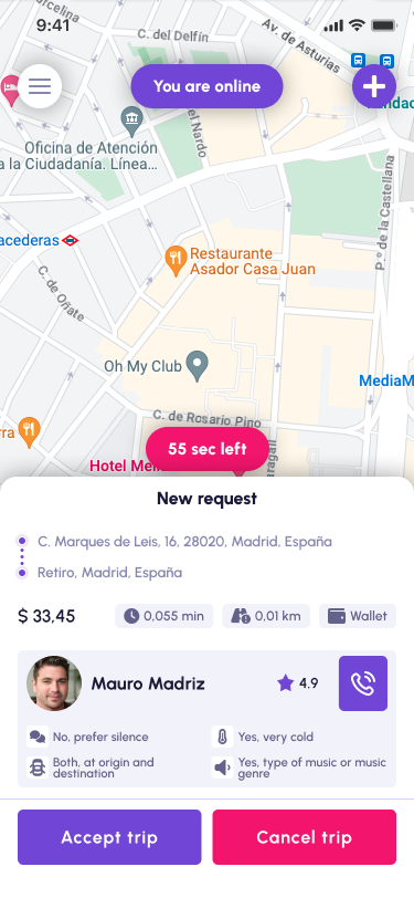 Driver accept ride