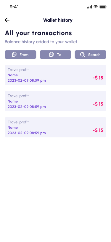 Wallet history